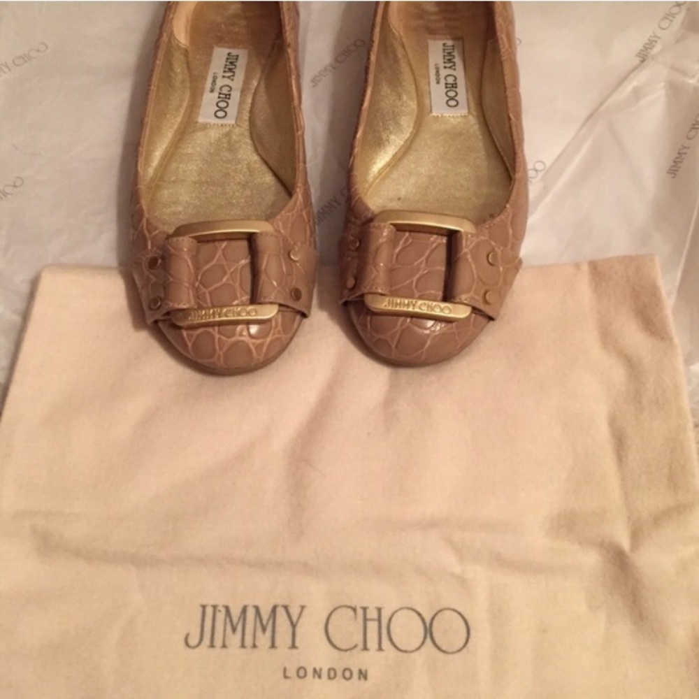 1DAY• Jimmy Choo Morse leather croc flats